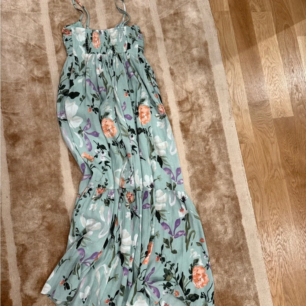 Abercrombie & Fitch Floral Maxi Dress in Light Green